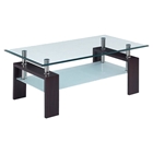 Melanie Coffee Table in Clear and Frosted Glass, Dark Walnut