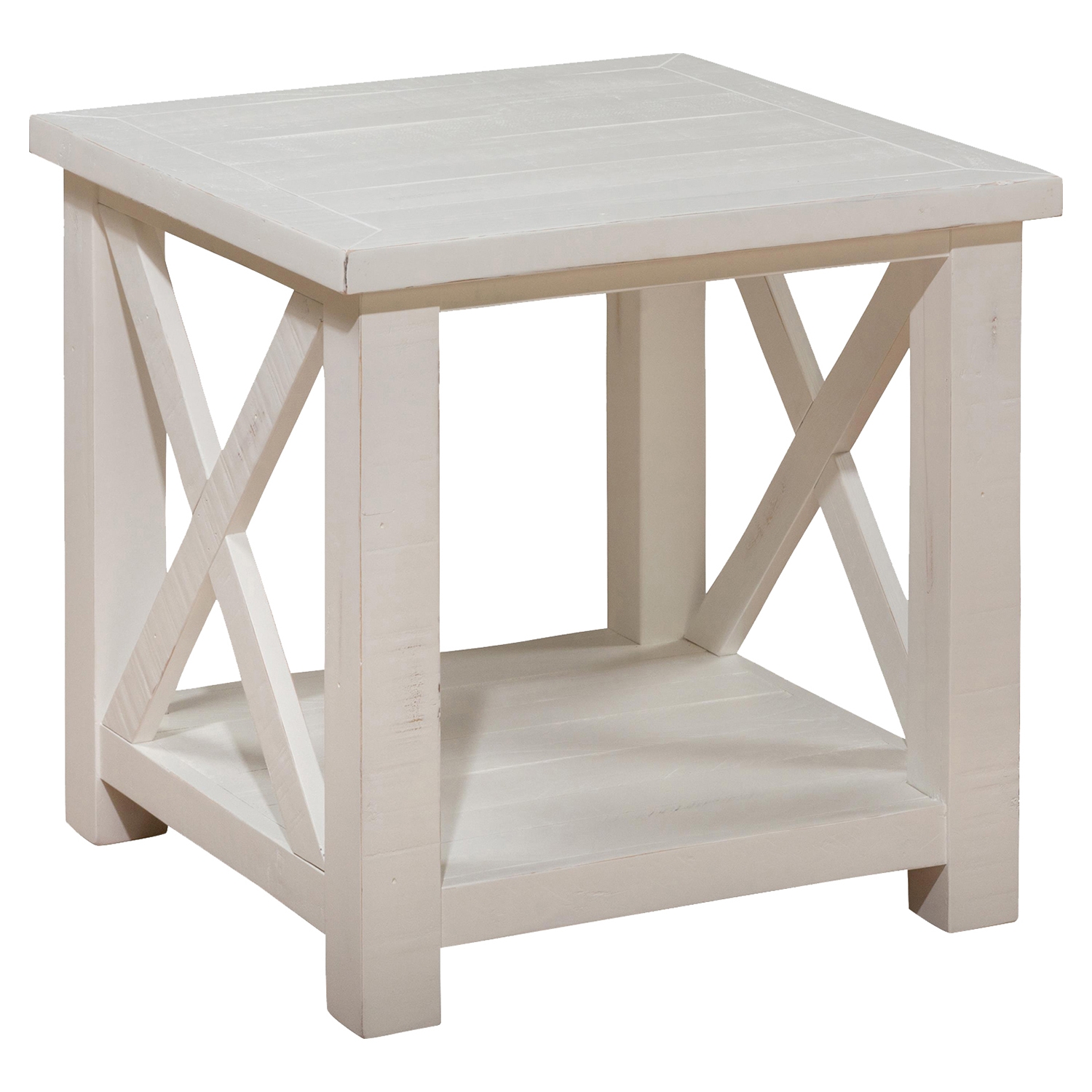Madaket End Table - White, Reclaimed Pine 