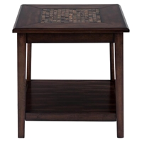 Baroque End Table - Mosaic Tile Inlay, Brown 
