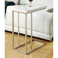 Grisham Contemporary Side Table - Chrome Stand, White Top 