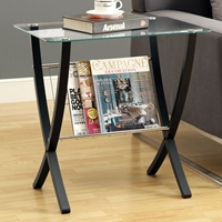 Osha End Table with Magazine Holder - Cappuccino, Glass 