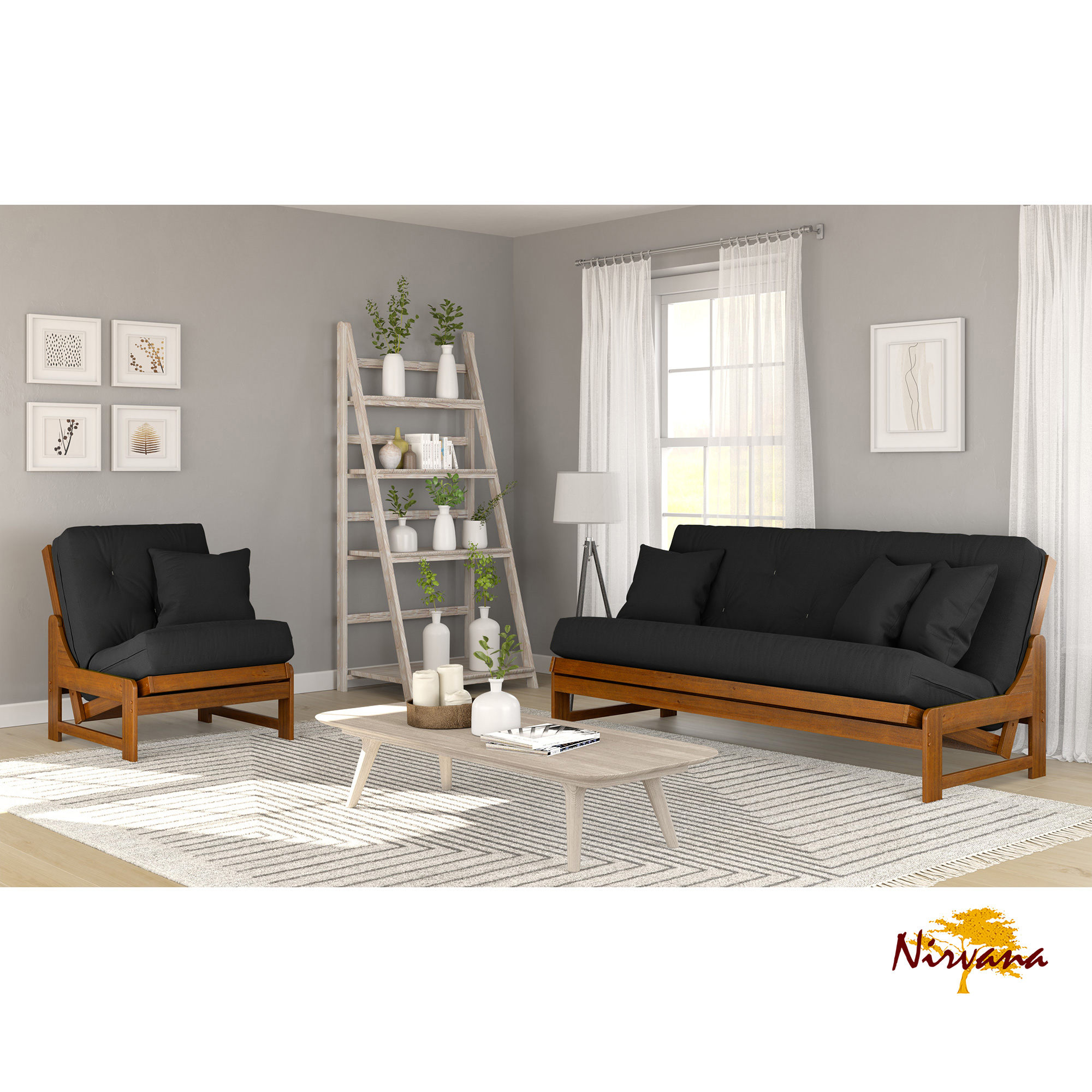Arden Full Size Futon & Chair Roomset 