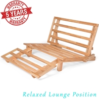Tri-Fold Futon Lounger - Solid Wood Frame, Natural Finish (Twin, Full, or Queen) 