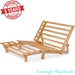 Tri-Fold Futon Lounger - Solid Wood Frame, Natural Finish (Twin, Full, or Queen) - NF-LNGR