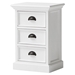 Halifax 3-Drawer Bedside Table - Pure White - NSOLO-CA599