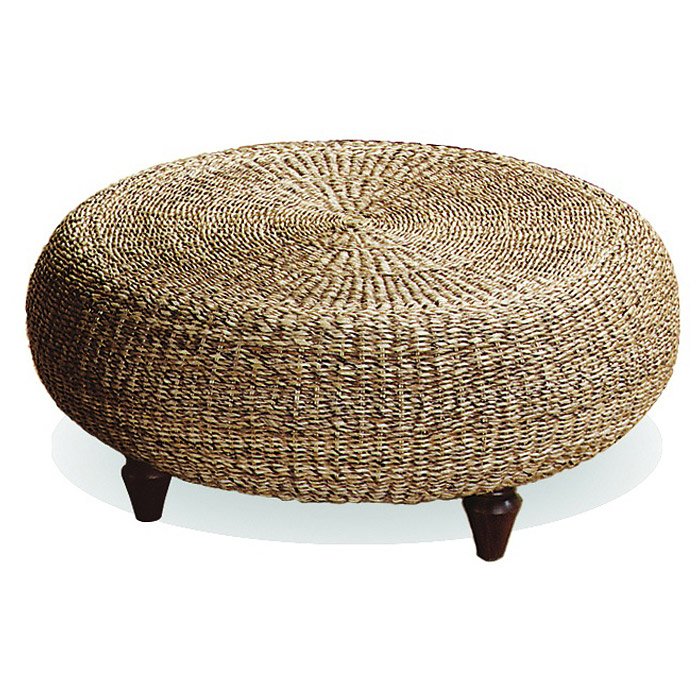 Tropical Round Ottoman / Coffee Table - Natural Banana Fiber 