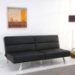 Fitz Black Leather Look Splitback Convertible Sofa Bed - RTA-P3502-BK