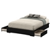 Basic Queen Platform Bed - 2 Drawers, Pure Black - SS-10164
