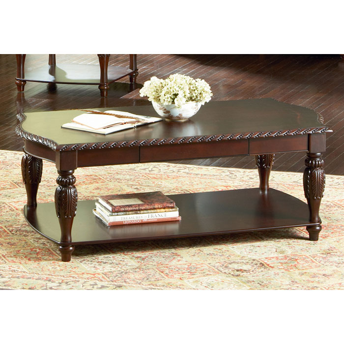 Antoinette Cocktail Table with Carved Legs 