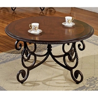 Crowley Cocktail Table with Cherry Finished Round Top 