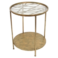 End Table - Round Glass Top, 1 Shelf 