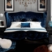 Armani Xavira Blue Velvet Fabric Bed - VIG-AW229-180-BED