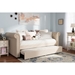 Mabelle Fabric Trundle Daybed - Button Tufted, Light Beige - WI-ASHLEY-BEIGE-DAYBED