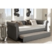 Mabelle Fabric Trundle Daybed - Button Tufted, Gray - WI-ASHLEY-GRAY-DAYBED
