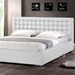 Madison King Platform Bed - Square Tufts, Metal Legs, White - WI-BBT6183-WHITE-KING-BED