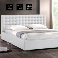 Madison Queen Platform Bed - Square Tufts, Metal Legs, White 