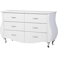 Enzo Faux Leather Dresser - 6 Drawers, White 