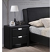 Frey Faux Leather Nightstand - 2 Drawers, Black - WI-BBT3089-BLACK-NS