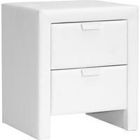 Frey Faux Leather Nightstand - 2 Drawers, White 