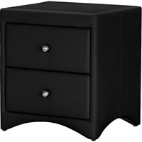 Dorian 2 Drawers Faux Leather Nightstand - Black 