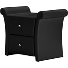 Victoria Faux Leather Nightstand - 2 Drawers, Black