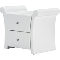 Victoria Faux Leather Nightstand - 2 Drawers, White 