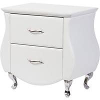 Erin Faux Leather Nightstand - 2 Drawers, White 