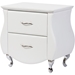 Erin Faux Leather Nightstand - 2 Drawers, White - WI-BBT3116-WHITE-NS