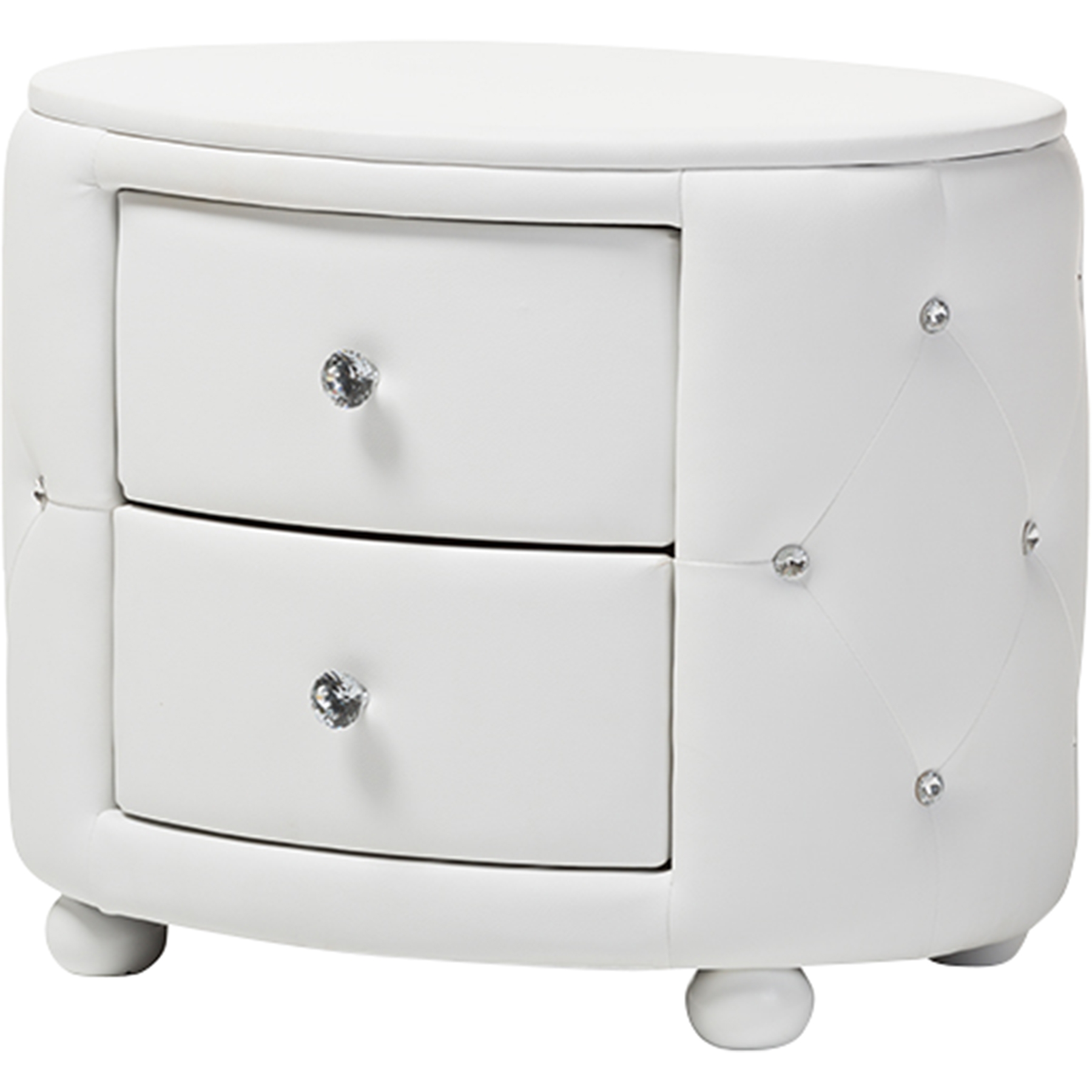 Davina 2 Drawers Faux Leather Nightstand - White 