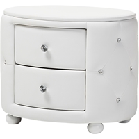 Davina 2 Drawers Faux Leather Nightstand - White 