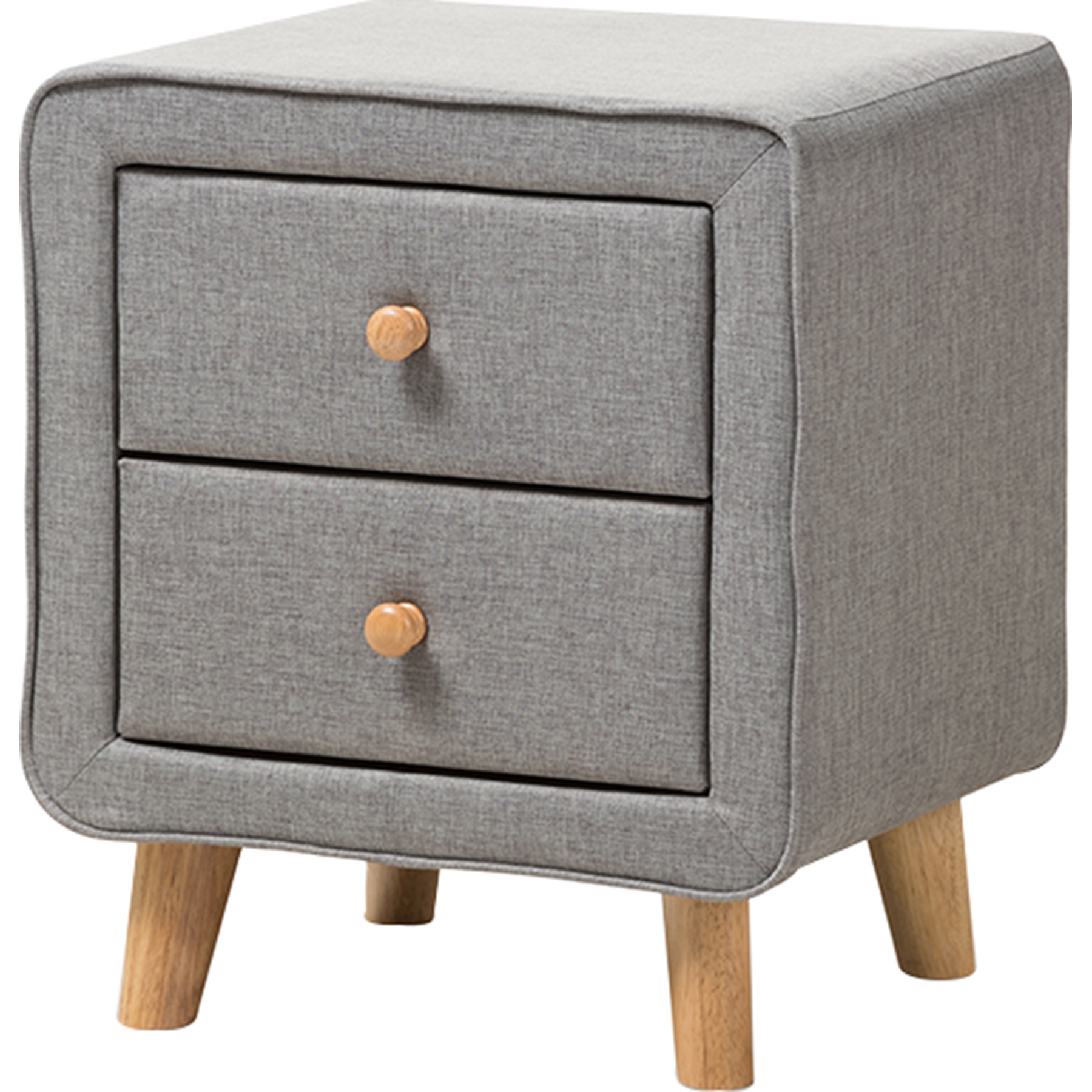 Jonesy Upholstered 2 Drawers Nightstand - Gray 