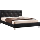 Barbara Faux Leather Full Bed - Crystal Button Tufted, Black