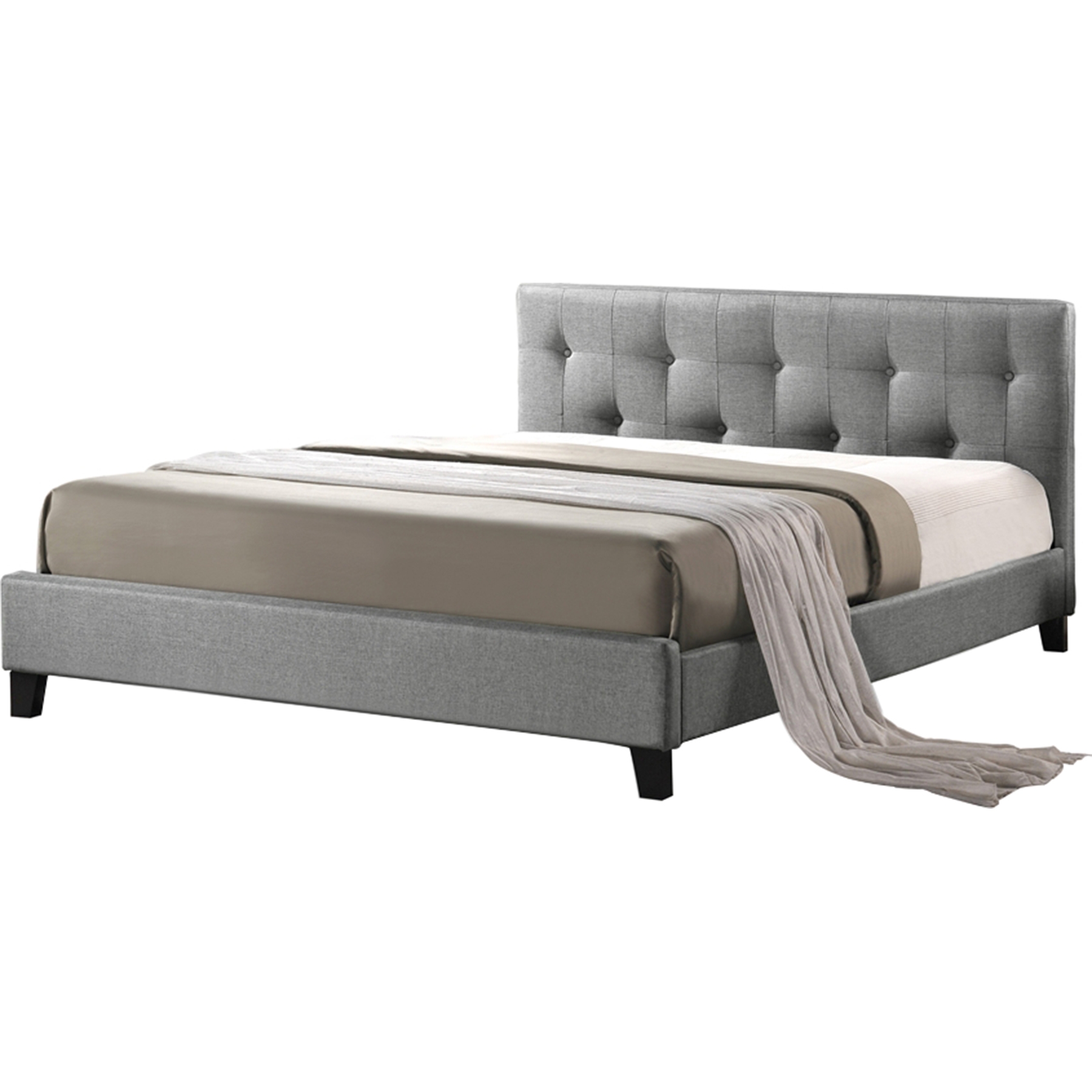 Annette Linen Upholstered Platform Bed - Tufted 
