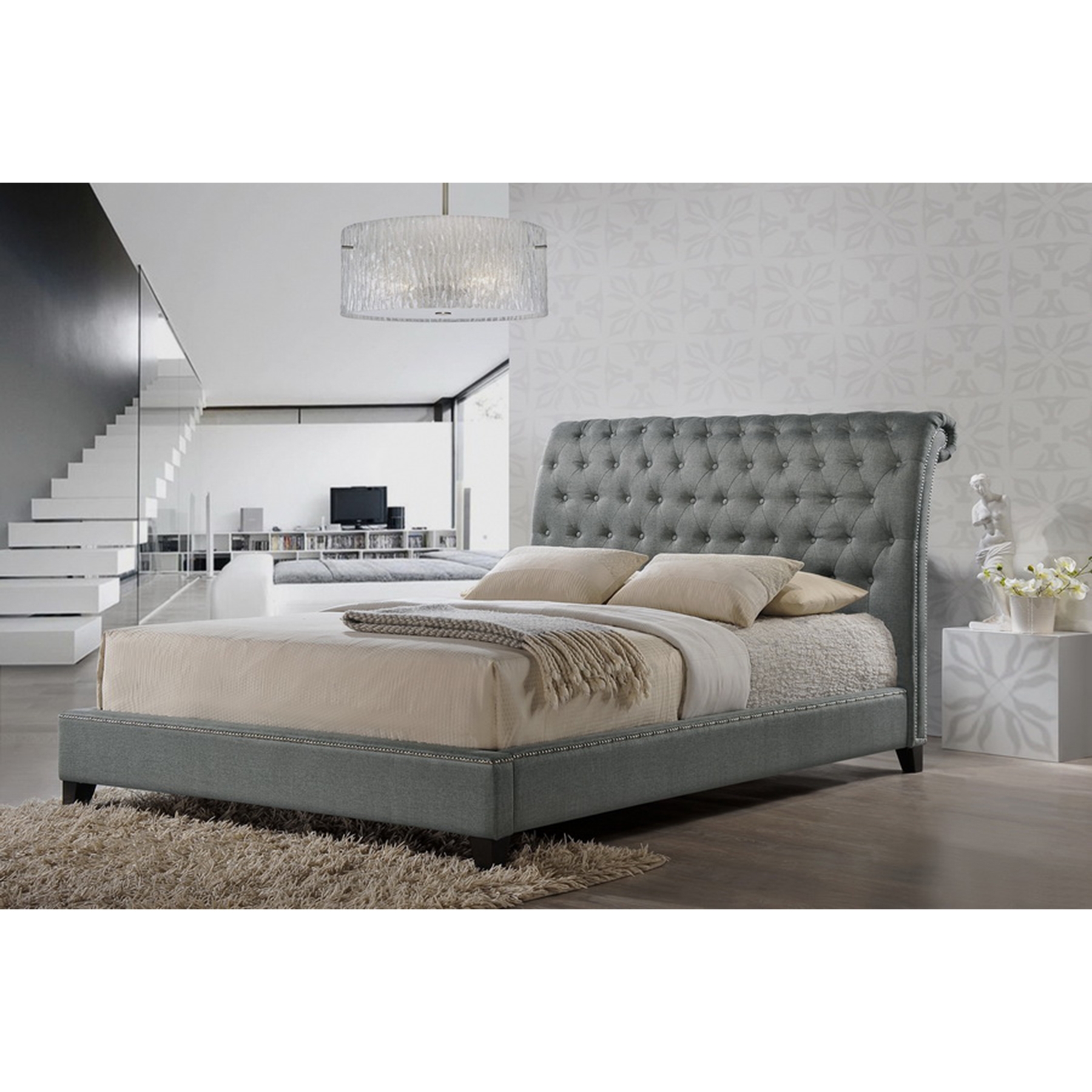 Jazmin Button Tufted Platform Bed - Nailheads 