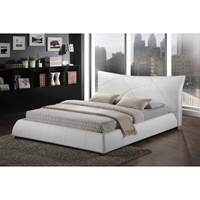 Corie Faux Leather Platform Bed - White 