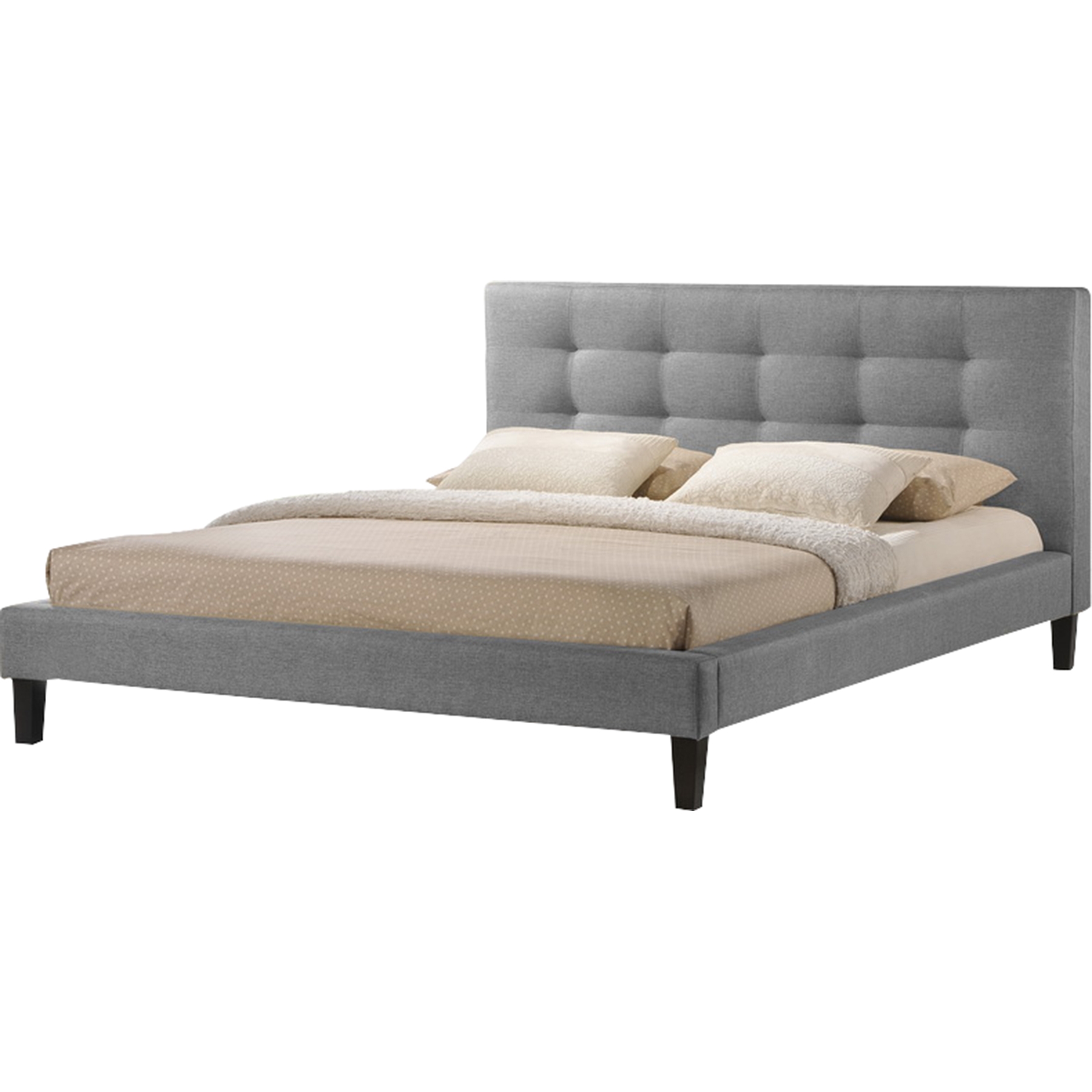 Quincy Linen Platform Bed - Tufted 