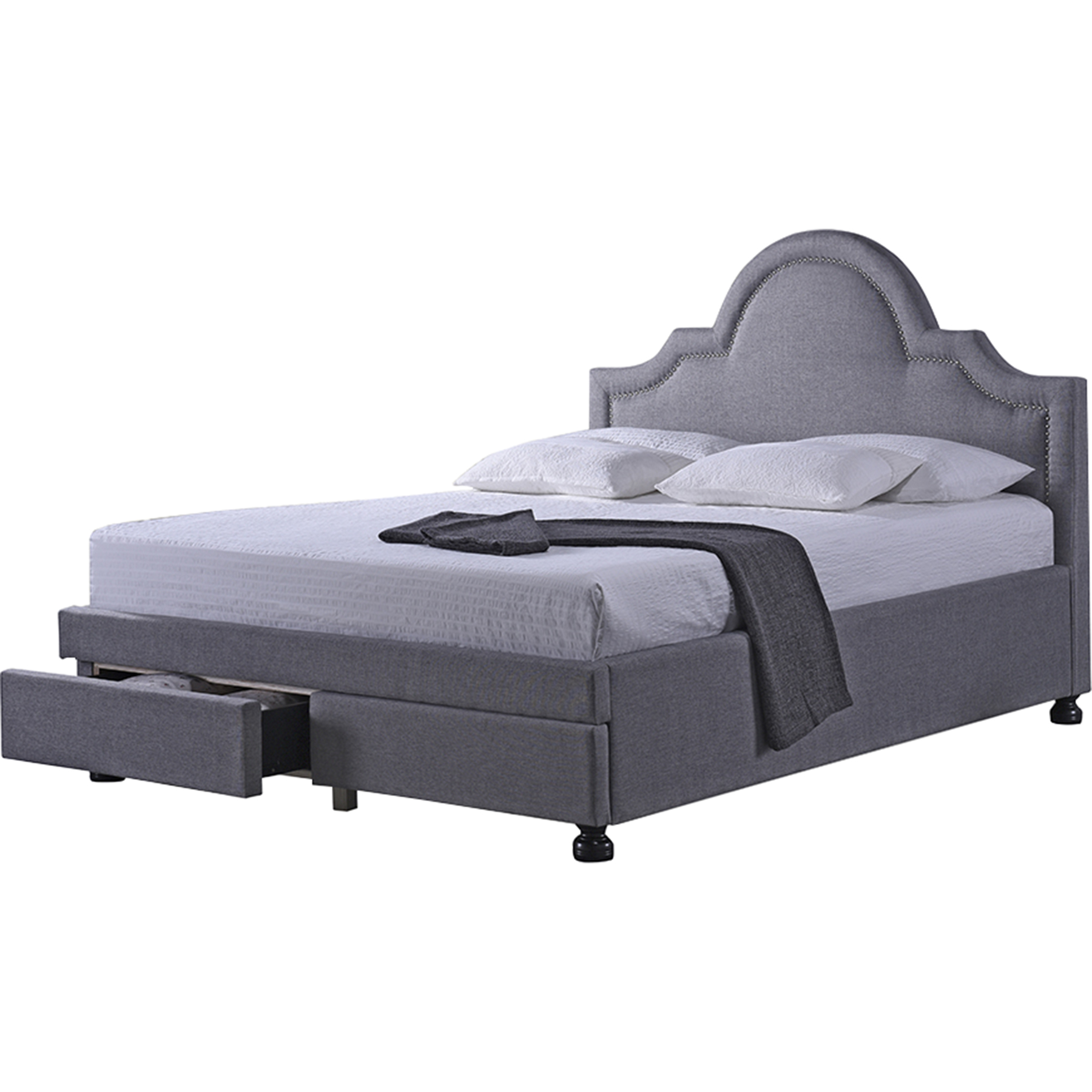 Brisbane Fabric Storage Platform Bed - 2 Drawers 