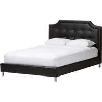 Carlotta Platform Bed - Button Tufted, Faux Leather 