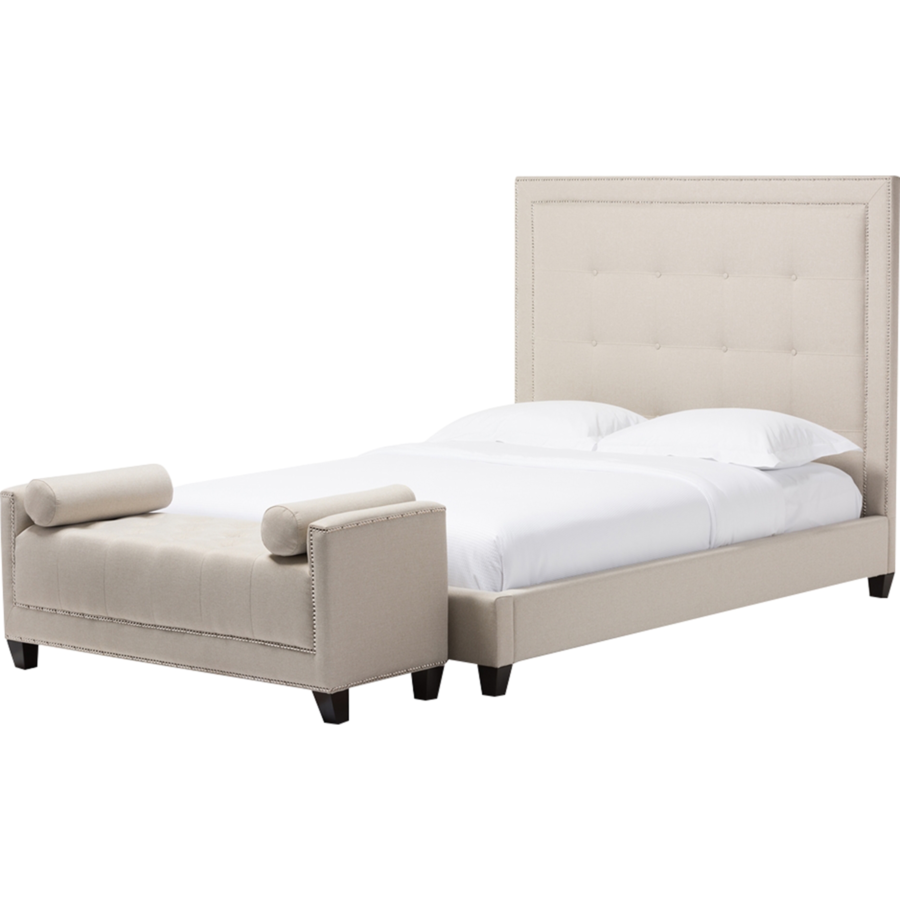 Hirst Platform Bed - Button Tufted, Bench 