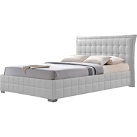 Monaco Faux Leather Platform Bed - Tufted, White 