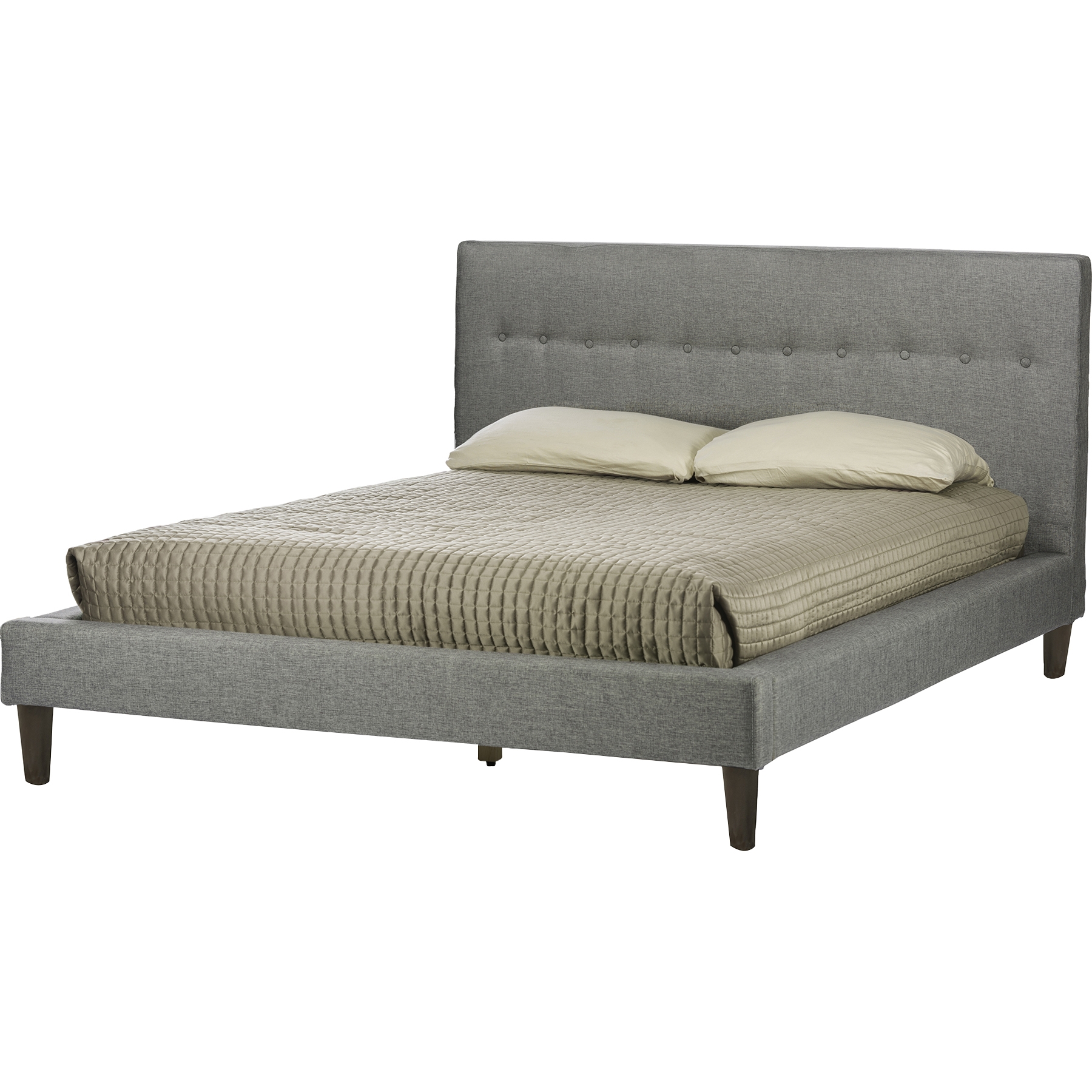 Callasandra Linen Platform Bed - Button Tufted 