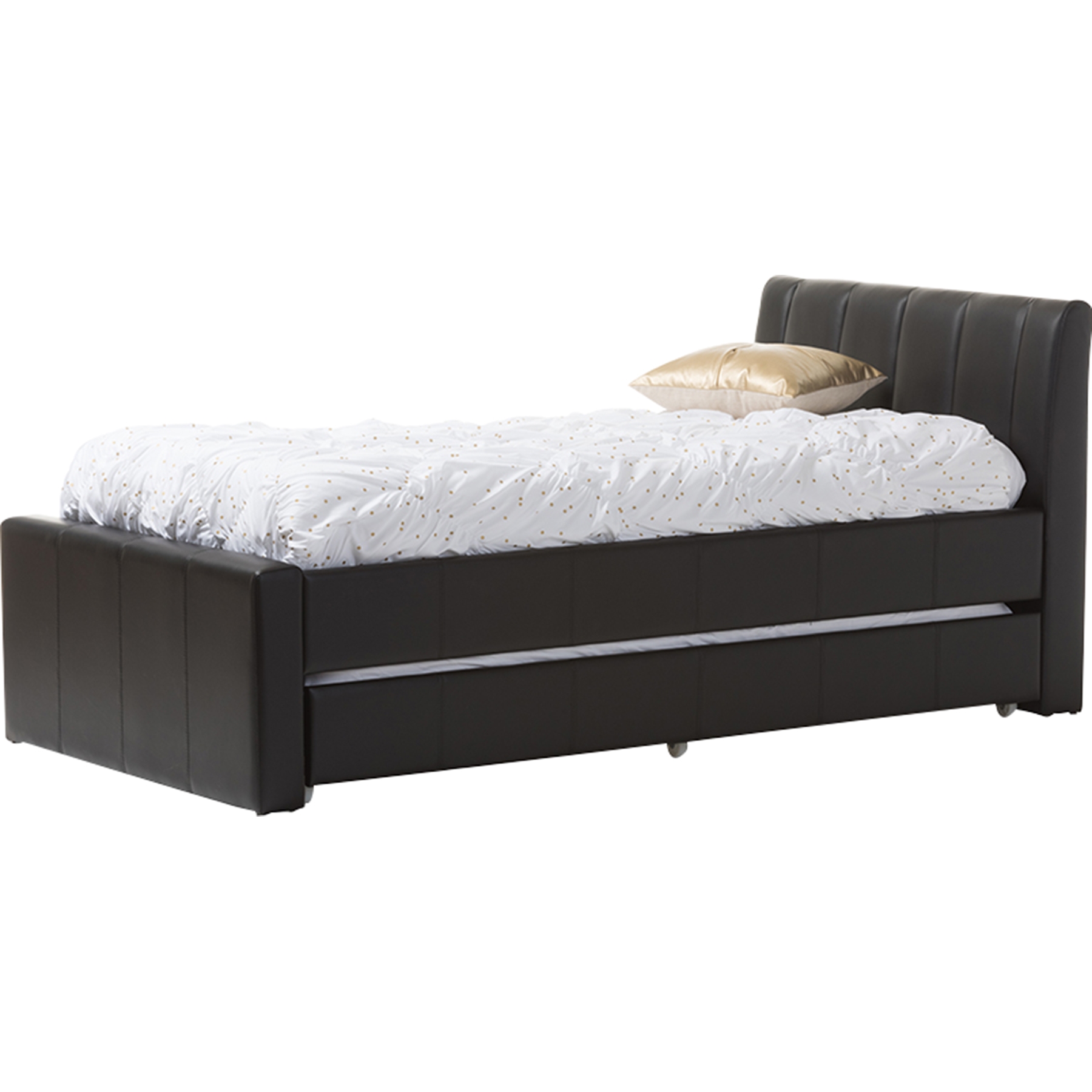 Cosmo Faux Leather Twin Trundle Bed - Black 