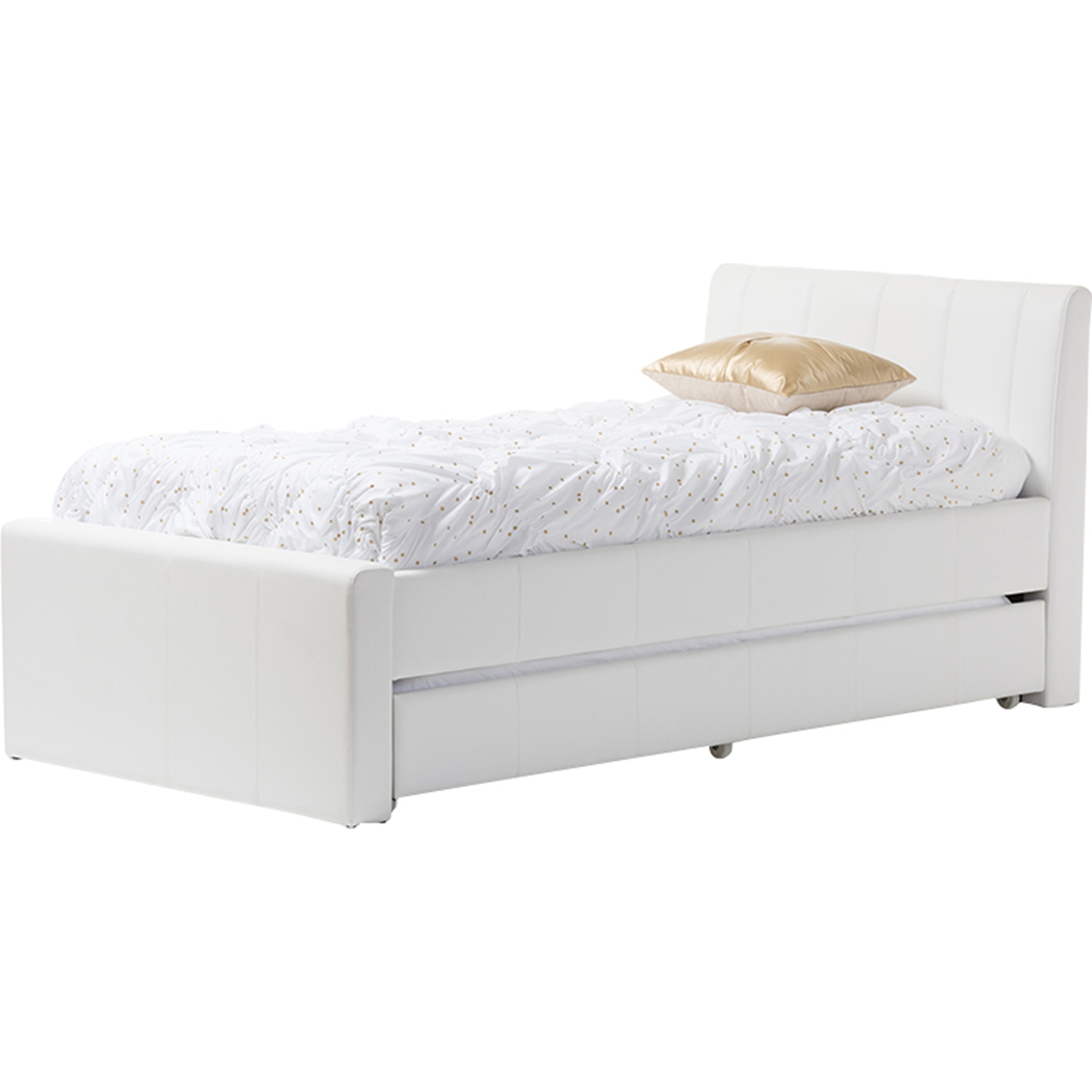 Cosmo Faux Leather Twin Trundle Bed - White 