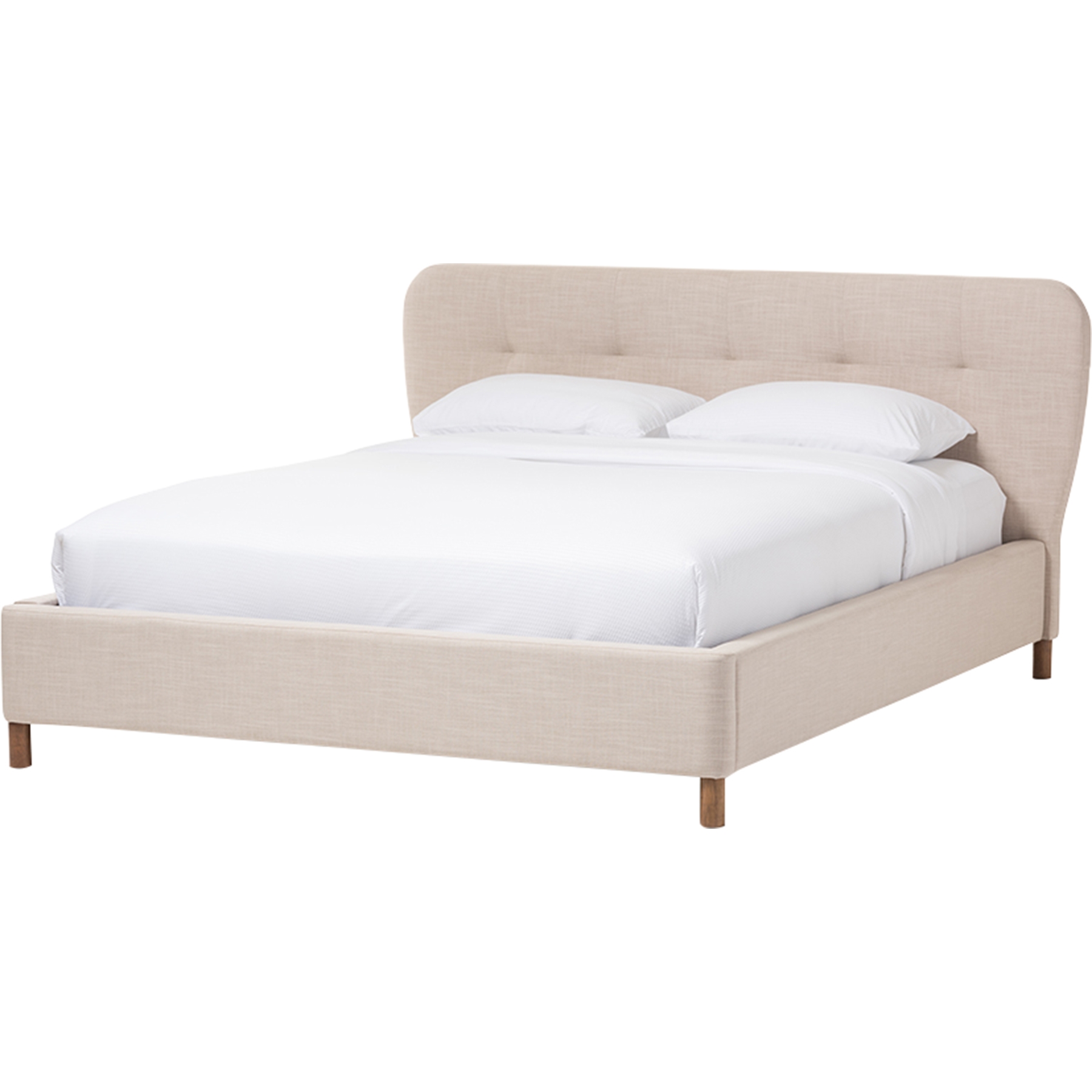 Germaine Fabric Platform Bed - Grid Tufted, Beige 