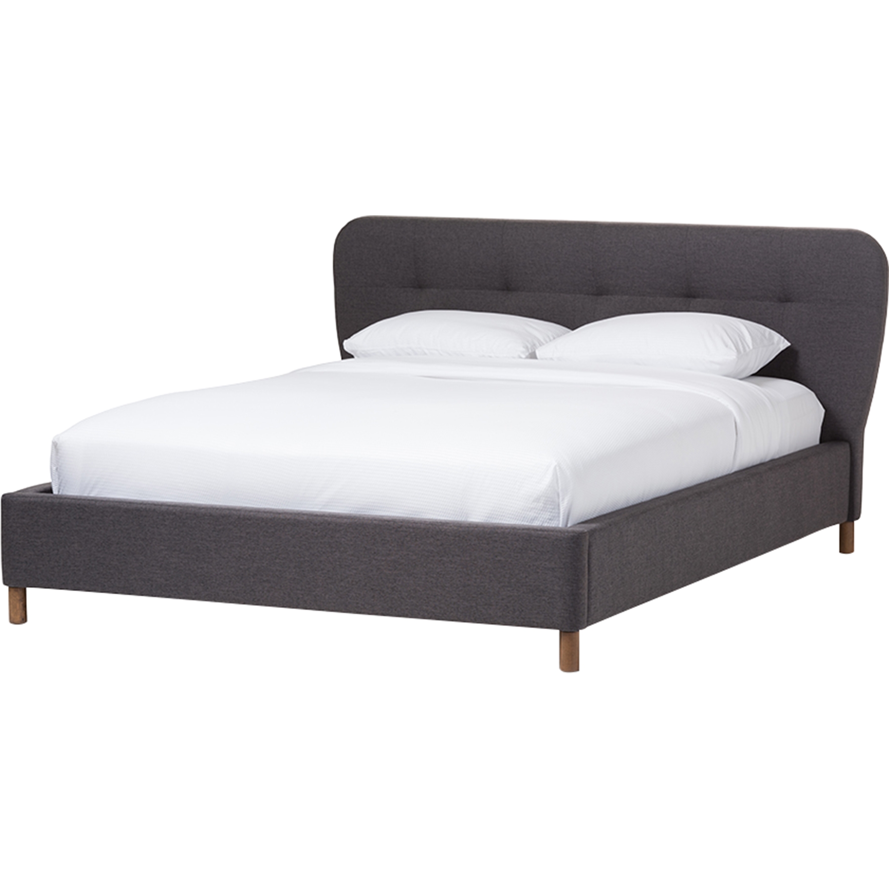 Germaine Fabric Platform Bed - Grid Tufted, Dark Gray 