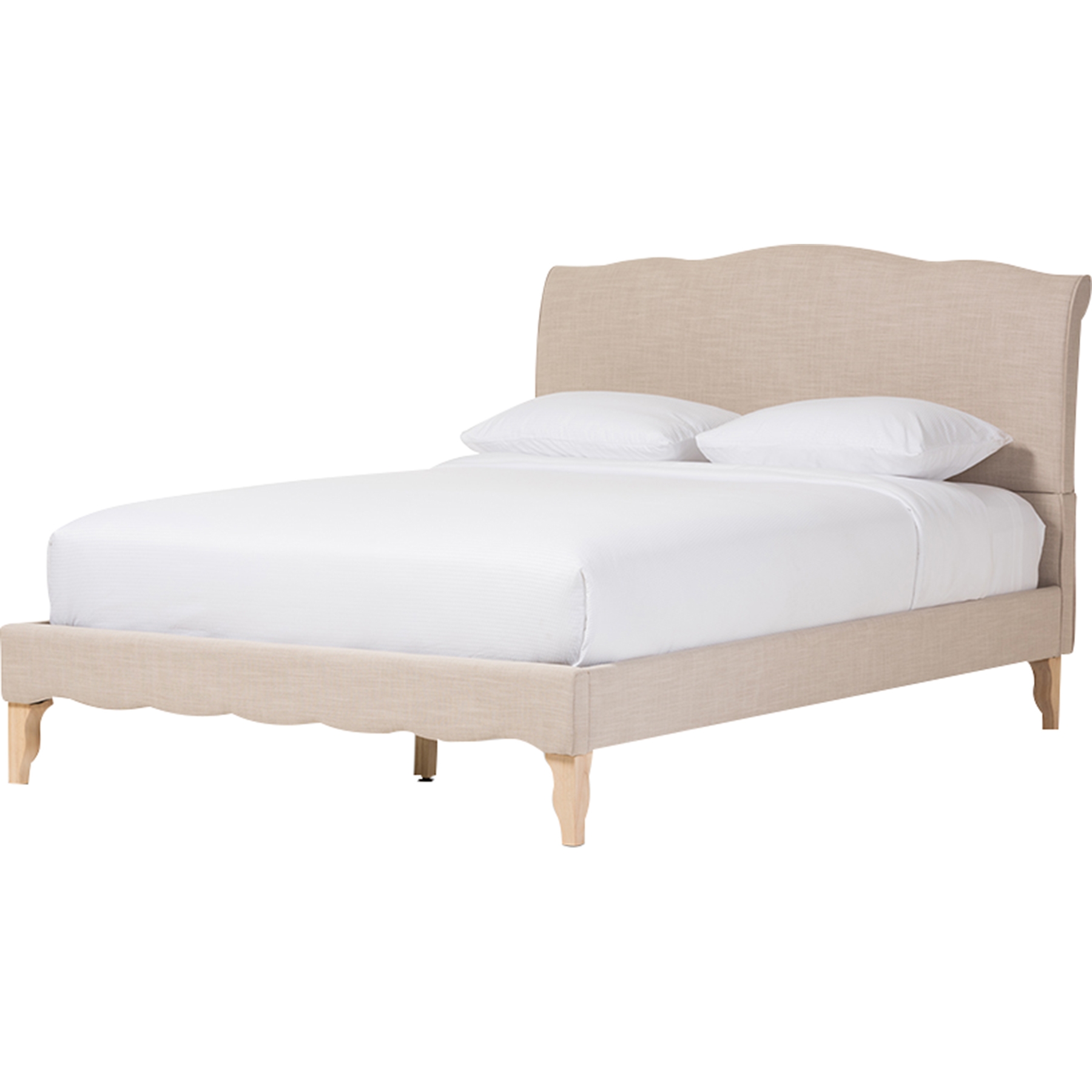 Fannie Fabric Platform Bed - Curved Headboard 