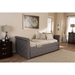 Swamson Button Tufted Twin Daybed - Roll-Out Trundle Bed, Gray - WI-BBT6576T-GRAY-TWIN