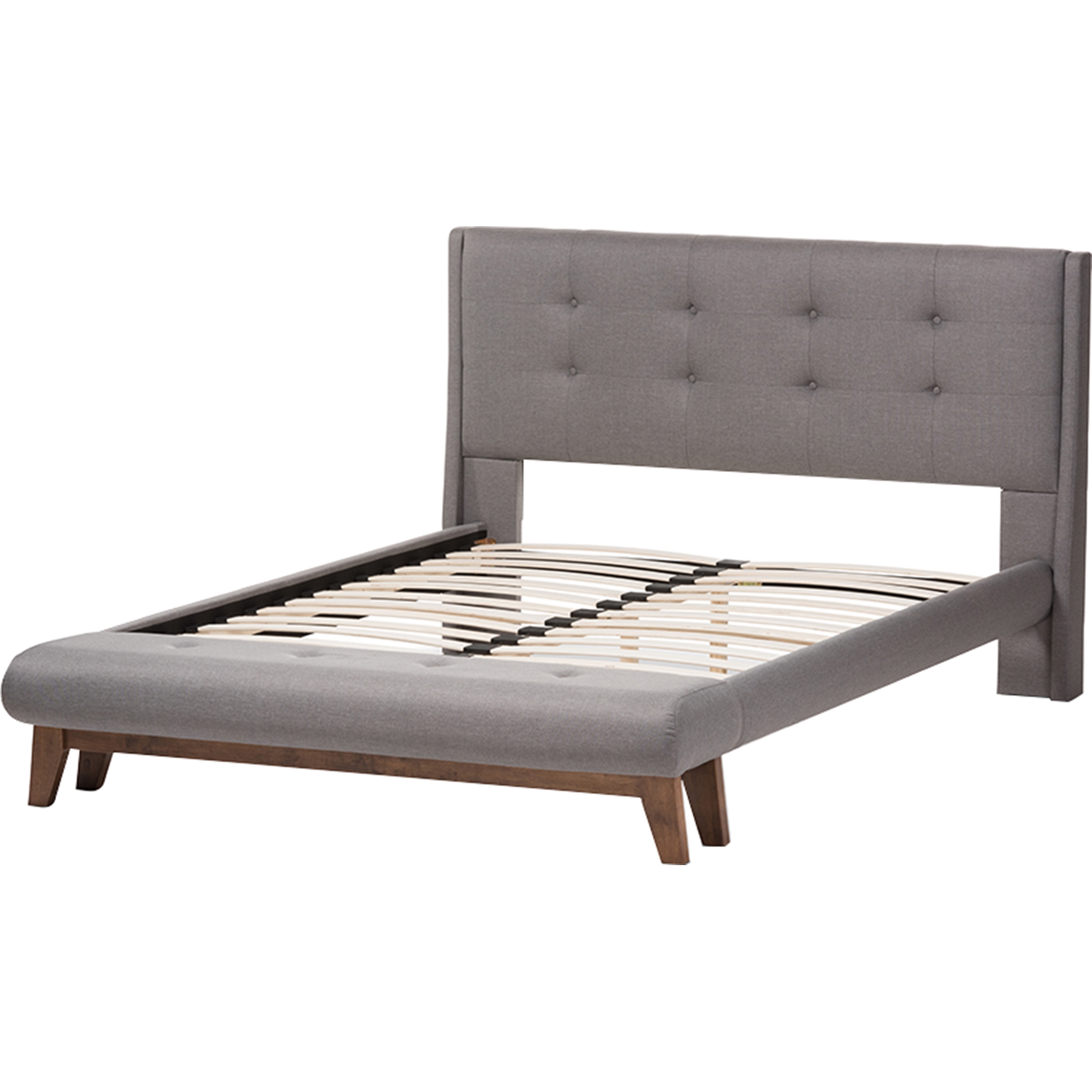 Reena Platform Bed - Built-In Bench, Button Tufted 