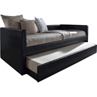 Risom Faux Leather Twin Daybed - Trundle Bed, Black