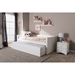 Risom Faux Leather Twin Daybed - Trundle Bed, White - WI-CF-8519-WHITE-DAY-BED